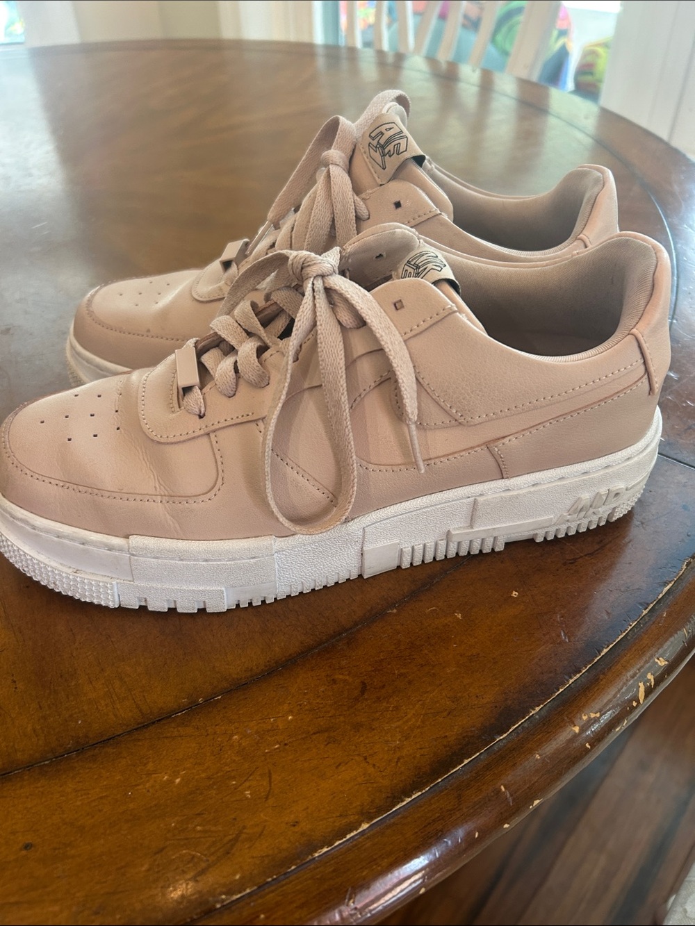 Nike Women's Air Force One Pixel Sneakers in Blush Pink and White